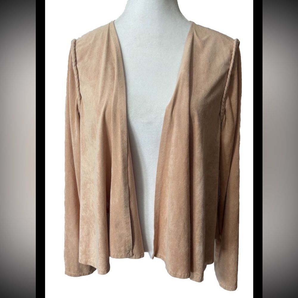Chelsea & Violet Women's Faux Suede Cardigan Jacket Size Medium Blush Pink
